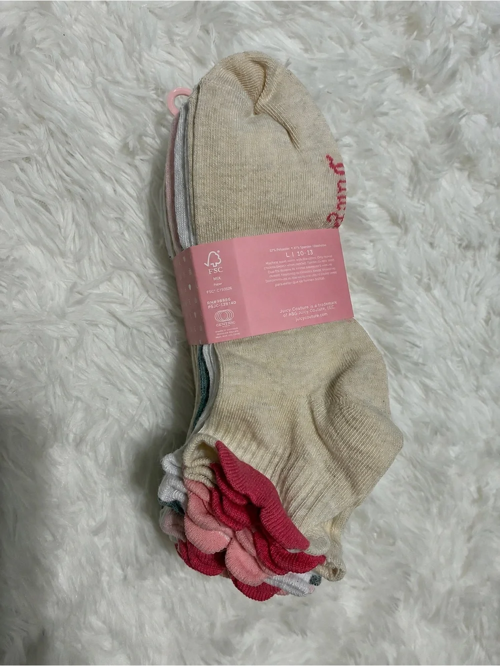 Juicy Couture Multicolor Quarter Sock Set with Heart Accents